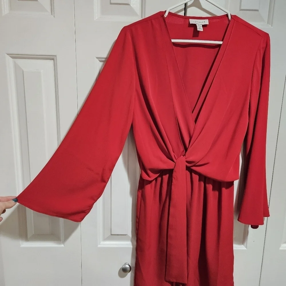 Topshop Tiffany Knot Minidress in Rust Size 4 - Picture 6 of 11